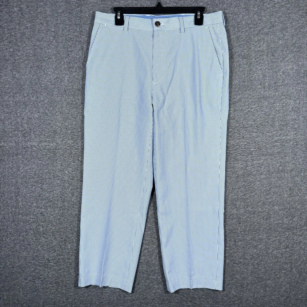 Brooks Brothers Pants Men 33x30(33x26) Blue White Striped St Andrews Link Golf